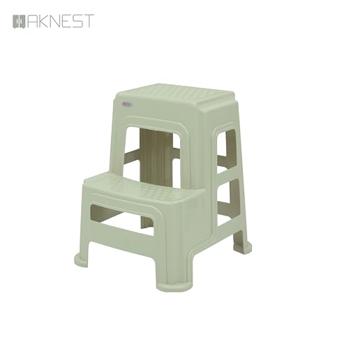 Image of Oaknest Supreme Multipurpose Plastic 2-Step Stool for Kids & Adults - Anti-Slip Lightweight Stepping Stool for Kitchen, Bathroom & Home - Frosty Green, 4 Piece