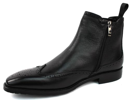 AZAR MAN Men's Exclusive Genuine Leather Chelsea Boots With Zipper