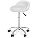 HomGarden Adjustable Hydraulic Rolling Swivel Stool for Massage Salon Office Facial Spa Medical Tattoo Chair Stool w/Backrest Cushion & Wheels (White 1pcs)