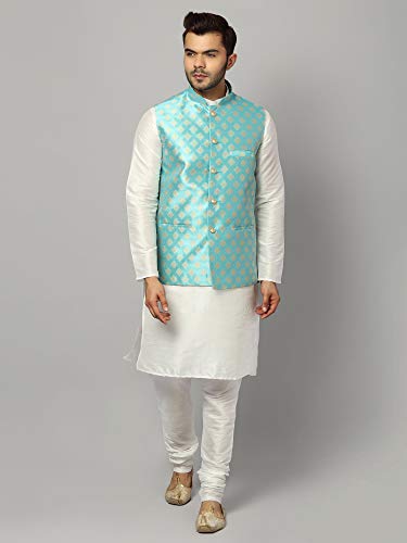 Image of Uri and MacKenzie Men's Silk Blend Kurta Pajama with Designer Ethnic Nehru Jacket /Modi Jacket