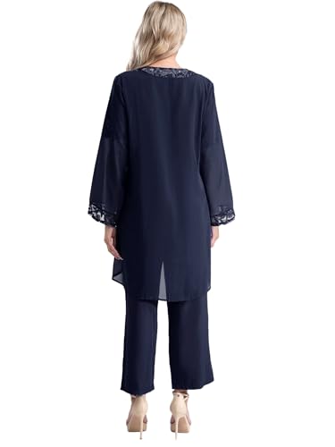 Choomomo Womens 3 Piece Wedding Guest Pant Suits Formal Chiffon Lace Evening Party Dressy Outfits2