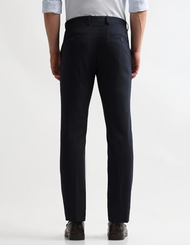 Image of Arrow Textured Tapered Fit Formal Trousers for Men - Full Length Formal Pants for Men Office Wear