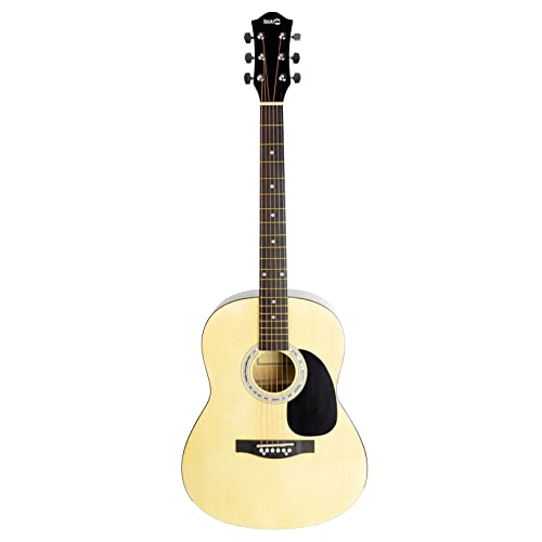 Image of RockJam Acoustic Guitar Superkit Includes Stand, Gig Bag, Tuner, Picks, Plectrum Holder, Spare Strings & Online Lessons 6 String Pack, Right, Natural, Full (RJW-101-N-PK)