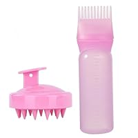 Flycppo 2 Stück Haaröl Applikator,Haarfärbebürste Flasche,Wurzelkamm Applikator Flasche und Haare Massagebürste,Hair Oil Applicator Bottle für Reisen,Zuhause,Salon(Rosa)