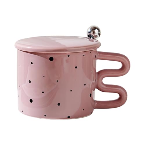 Kukuuu Ceramic Mug With Lid And Spoon Breakfast Cup(B)