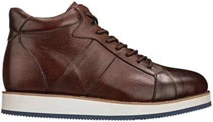 CALTO Men's Invisible Height Increasing Elevator Shoes - Dark Brown Leather Combat Zipper Boots - 3 Inches Taller - Y6021 - Size 10 D(M) US | Image 1