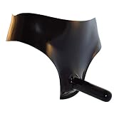 Rubberfashion Slip in Lattice - Pantaloncini Sexy Alti con Custodia per Il Pene - Biancheria Intima o Lingerie Sexy per l'Uomo Nero 0,4 mm XL