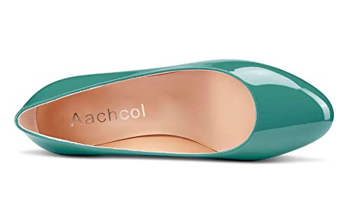 Aachcol Women Wedge Pumps Cork Mid Heel Close Round Toe Slip-on Wedding Office Dress Shoes 2 Inches4