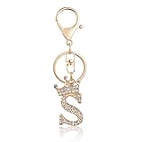 Fmeida Initial Letter Keychains for Women Bag Charm Cute Crown Key Chain for Car Backpack Handbag S