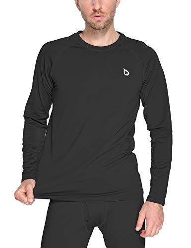 BALEAF Men's Heavyweight Thermal Shirt Fleece Baselayer Long Sleeve Crewneck Top Black XL