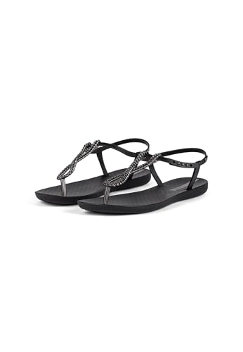 Ipanema CLASS TWIST SANDAL FEM - Damen-Sandalen mit Glitzer-Verzierung, flache Sohle (BLACK/DARK GREY, EU Schuhgrößensys...