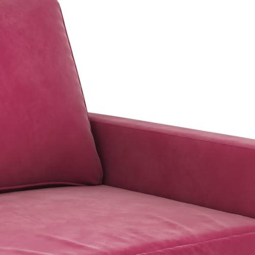 vidaXL Sofagarnitur 4-TLG., Sessel Couch mit Kissen Fußhocker, Sofa Wohnzimmersofa mit Armlehnen, Couchgarnitur Designsofa Sitzmöbel Polstermöbel, Weinrot Samt – Bild 7