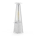 GarveeLife Pyramid Shaped Freestanding Heater, 48000 Btu Patio Heater, Quartz Glass Tube Propane Heater with Removable Table, Wheels, Patio Cover for Commercial & Residential