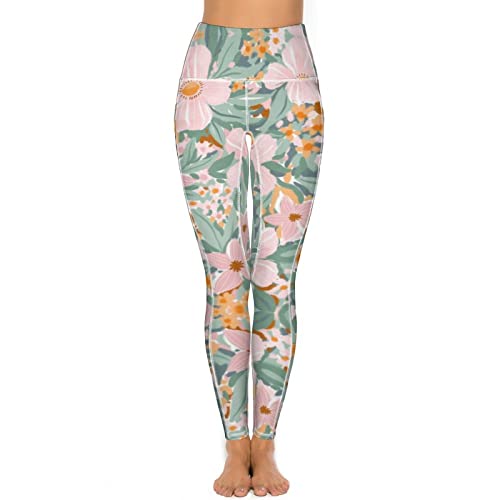 Kevamolly Leggings With Pockets For Women Yoga Pants High Waisted Long Length Athletic Pants Floral Printed #TOP1