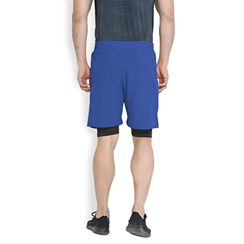 Image of CHKOKKO Double Layered Gym Shorts for Men Workout | Compression Inner Layer with Pockets Across Inner Outer and Back | Dry Fit Sports Athletic wear for Running Jogging or Training