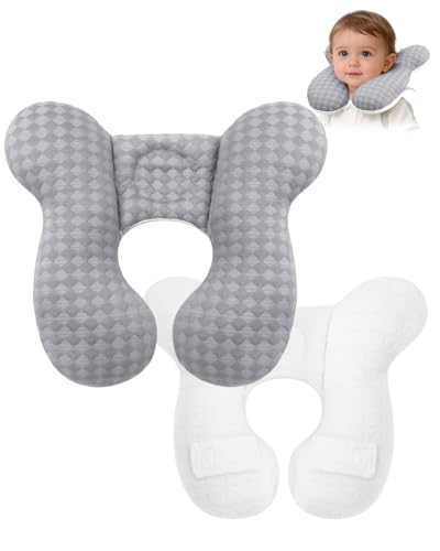Image of KAKIBLIN Baby Travel Pillow, Baby Neck Pillow for Car Seat, U-Shaped Head and Neck Support for Stroller Pushchair, Soft Cooling Breathable Infant Head Pillow for Newborn Toddler