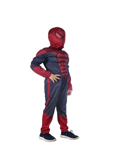 Image of BookMyCostume Red Blue Superhero Muscle Look Kids Fancy Dress Costume - Imported 7-8 yrs