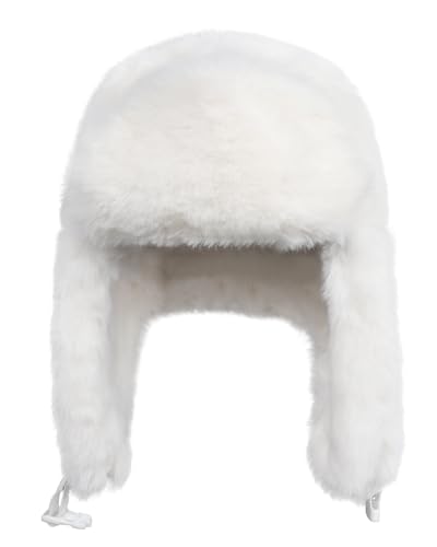 Image of Ushanka Hat for Men Women Winter Cozy Plush Fur Russian Hat with Ear Flaps, Fluffy Furry Fuzzy Windproof Warm Trapper Hat