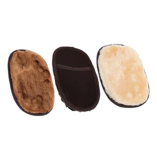 GOOHOCHY 3pcs Faux Wool Leather Polishing Gloves Soft Cleaning Buffing Cloth for Shoes Care for Leather Goods Nonabrasive Design for Comfortable Use Yellow Orange Black