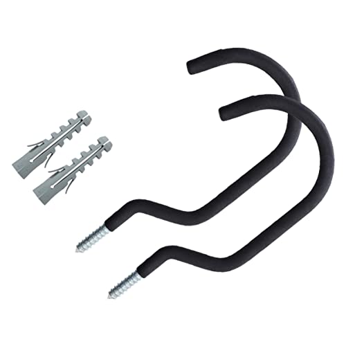 NUOBESTY 2 Juegos gancho de bicicleta pesado interior portabicicletas de garaje deber montar percha gancho de pared para bicicleta colgadores de bicicletas de montaje en pared acero Negro