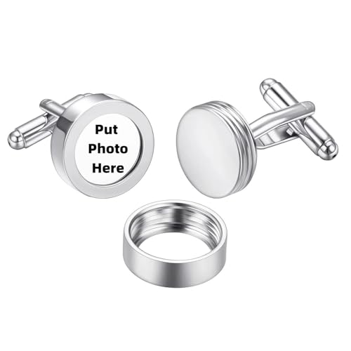 DIY Photo Cufflinks for Men Silver Gold Personalized Cuffs Suitable for Dad Husband Unique Jewelry with Box