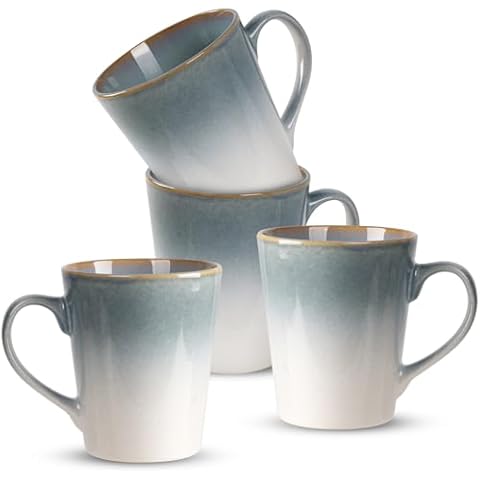 SYOUACEND Coffee Mugs Set of 4, Coffee Cups Ceramic, Microwave Safety, Tea Mug Suitable for Tea/Latte/Cappuccino/Cocoa, Housewarming/Engagement/Bridal shower Gifts for Women and Man(Light Blue) Cover