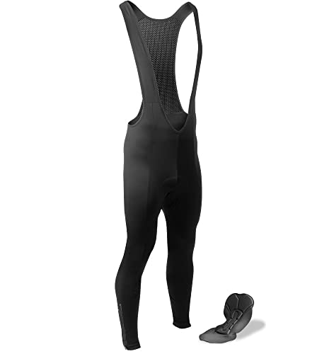 AERO|TECH|DESIGNS | Men's USA Classic Padded Fleece Cycling Bib-Tights | Black | Tall Fit | Large