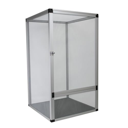 XADBDM 爬虫類飼育ケージ レプタイルボックス ステンレス鋼 アクリル板 ヘビケージ 透明360°観察 脱走防止安全ロック 両生類ケージ 取り外し可能 組み立て簡単 積み重ね可能なデザイン 爬虫類ボックス カエル亀 カメ 蛇 蛙 昆虫など適用(シルバー