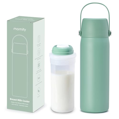 36-Hour Portable Breastmilk Storage Bottle 20oz Vacuum Insulated Stainless Steel Breast Milk Cooler Bottle TSA Approved Breast Milk Chiller for New Moms Outdoor Travel Office - Green