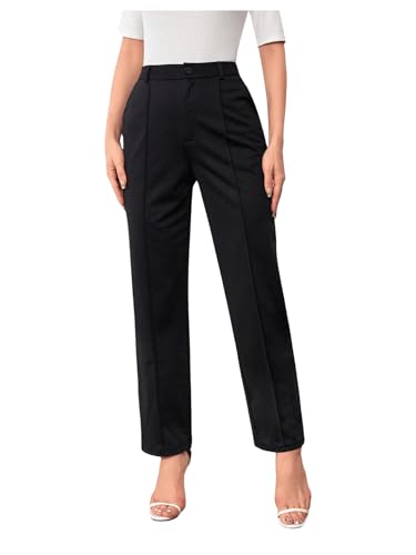 SweatyRocks Women's Vintage Plaid Casual Pocket Pants with Drawstring Elastic Waist