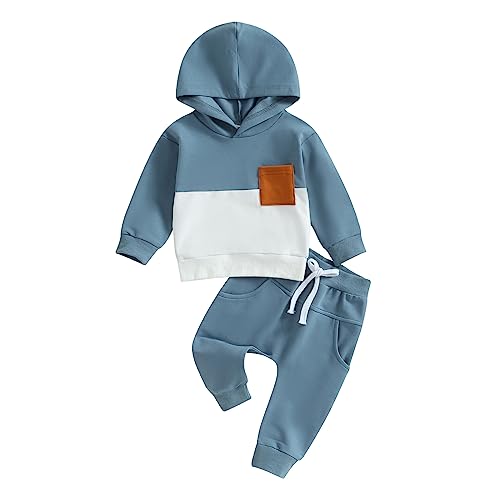Image of LIOMENGZI Infant Baby Boy Fall Winter Clothes Outfits Hooded Long Sweatshirt Pants Set Toddler Clothes 6 12 18 24 Months 2T
