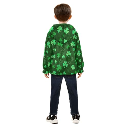 CHIFIGNO Green Shamrocks Toddler Boys Zip up Jacket, Soft Light Fleece Jacket 3T4