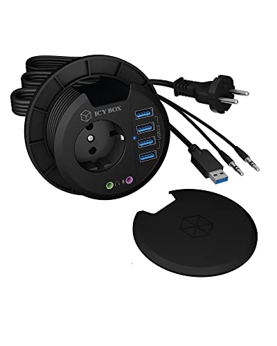 Hub USB de table 80 mm rapide avec prise et audio pour libérer votre espace