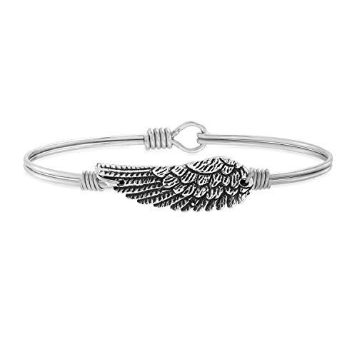 Luca + Danni | Angel Wing Bangle Bracelet For Women - Silver Tone Size Regular Made in USA