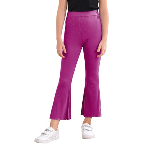 JEYPINMI Kids Girls' Tummy Control Yoga Bootcut Pants Athletic Bell Bottoms Stretchy Leggings2