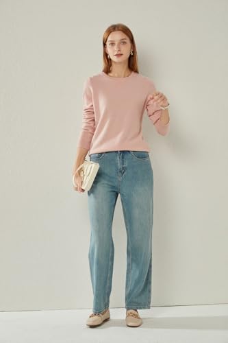 Image of 100% Pure Cashmere Crewneck Sweater for Women Long Sleeve Warm Soft Lightweight Knit Pullover