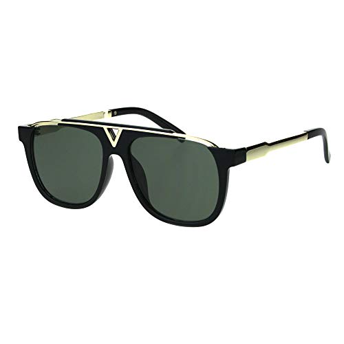Impact Resistant Glass Lens Sunglasses Mens Square Designer Style UV 400 Black