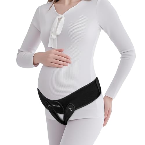 V3 Smart Maternity Belt 4 in 1 - Adjustable Pregnancy Pelvic Hip & Vulva Support Belt Comfortable Belly Band for Prenatal & Postpartum Relief Soft & Breathable Fabric - Black