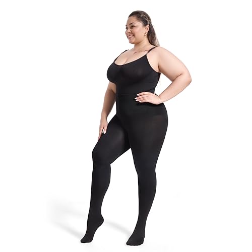 Image of Frola Plus Size Fleece Lined Tights Women Winter Warm Thermal Tights, 11+ Colors High Waisted Opaque Pantyhose
