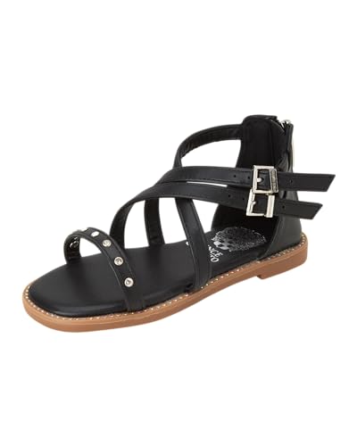 Vince Camuto Girls' Sandals - Open Toe Summer Shoes Flat Strappy Gladiator Sandals with Back Zipper and Adjustable Buckles