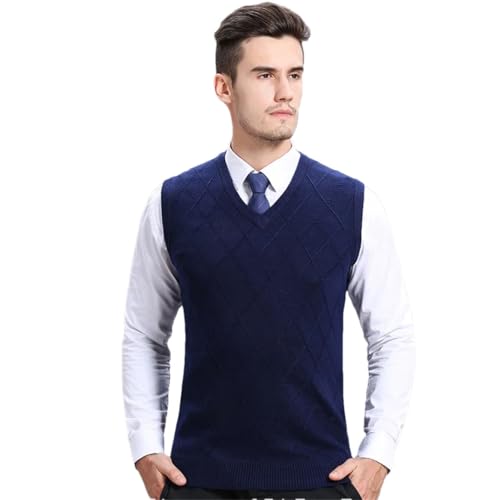 Men Wool Knitted Sleeveless Sweaters V-Neck Waistcoat
