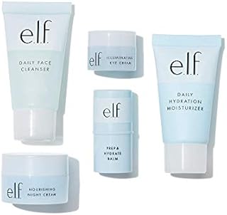 e.l.f. Jet Set Hydration Kit, Travel Friendly Hydrating Skincare Set, Face Cleanser, Balm, Moisturizer, Eye Cream & Night Cream, Vegan & Cruelty-Free