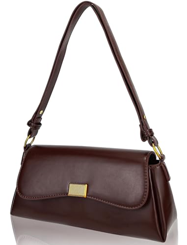 Small Purses for Women Vintage Shoulder Bags Women's Tote Handbags Trendy Crossbody Bag, Adjustable Strap Shoulder Bag PU Leather Dark Brown Clutch Purse