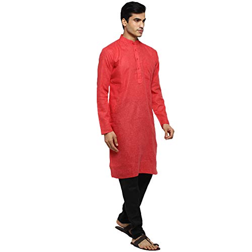 Image of Royal Kurta Men's Cotton Knee long full Sleeve Solid Straight Kurta Pyjama Set