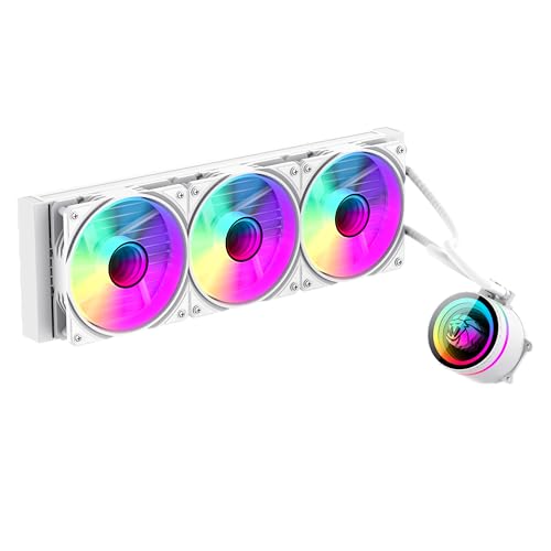 GAMEMAX ICEBURG 360 Infinity WH Dissipatore Liquido 360mm, 3 Ventole ARGB PWM 120 mm, TDP 300 W, Blocco ARGB Rotante, Compatibile con Intel LGA1851/1700 & AMD AM5/AM4, Bianco