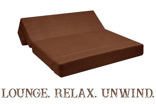 Image of Rosebell Foldable Sofa-Cum-Bed with Ottoman | 3-in-One Foldable Sofa, Lounger & Bed-5x6 Feet Three Seater- Perfect for Home & Office -Brown-Color