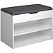 TecTake 800843 Banc de Rangement à Chaussures Meuble d'Entrée en Bois avec 2 Étagères 1 Tiroir Coussin Rembourré – Diverses Couleurs (Blanc)
