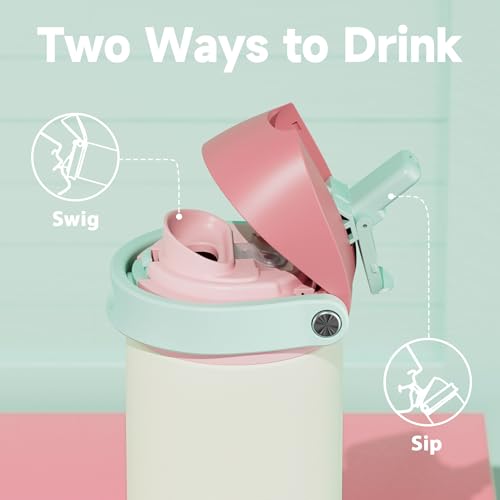 Image of 24 oz Insulated Water Bottle with Straw: Meoky Stainless Steel Metal Water Bottle with 2-in-1 Lid - Leak Proof, Cold for 24 Hours, Fits in Car Cup Holder, BPA-Free for Travel Sports Gym, Cream