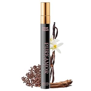 PUREAMOR Pheromones Perfumes for Women, Amber Vanilla Perfume, Long Lasting Eau De Parfum Cologne, Enhanced Scents Pheromone Cologne for Men&Women, 0.41 fl.oz Travel Size Perfumes Spray (Velvet Opium)