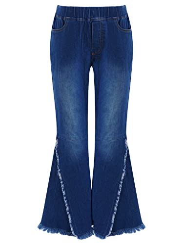 JEATHA Girls Ripped Flare Jeans Trendy Bell-Bottoms Denim Trousers Wide Leg Long Pants Leggings